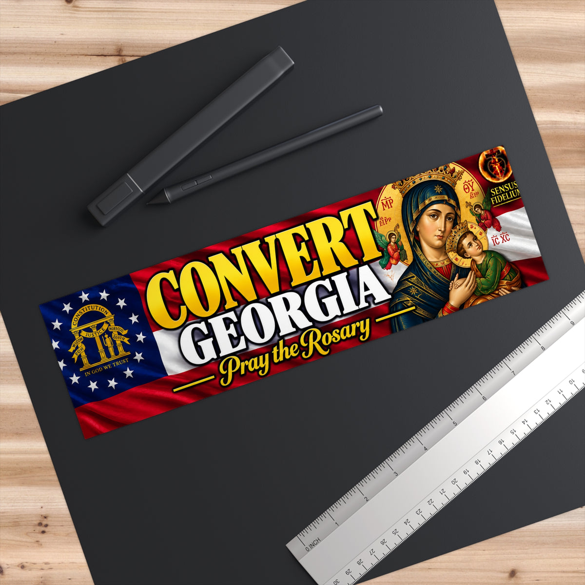 Convert Georgia Bumper Sticker — Pray the Rosary, Catholic Pilgrimage Sticker