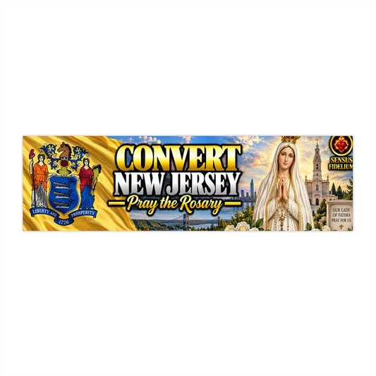 Convert New Jersey Bumper Sticker — 'Pray the Rosary' Religious Vinyl Decal