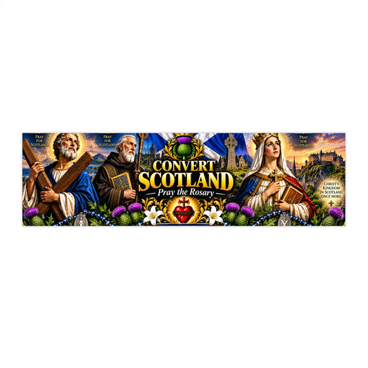 Convert Scotland Pray the Rosary Bumper Sticker — Religious Scottish Devotional Decal
