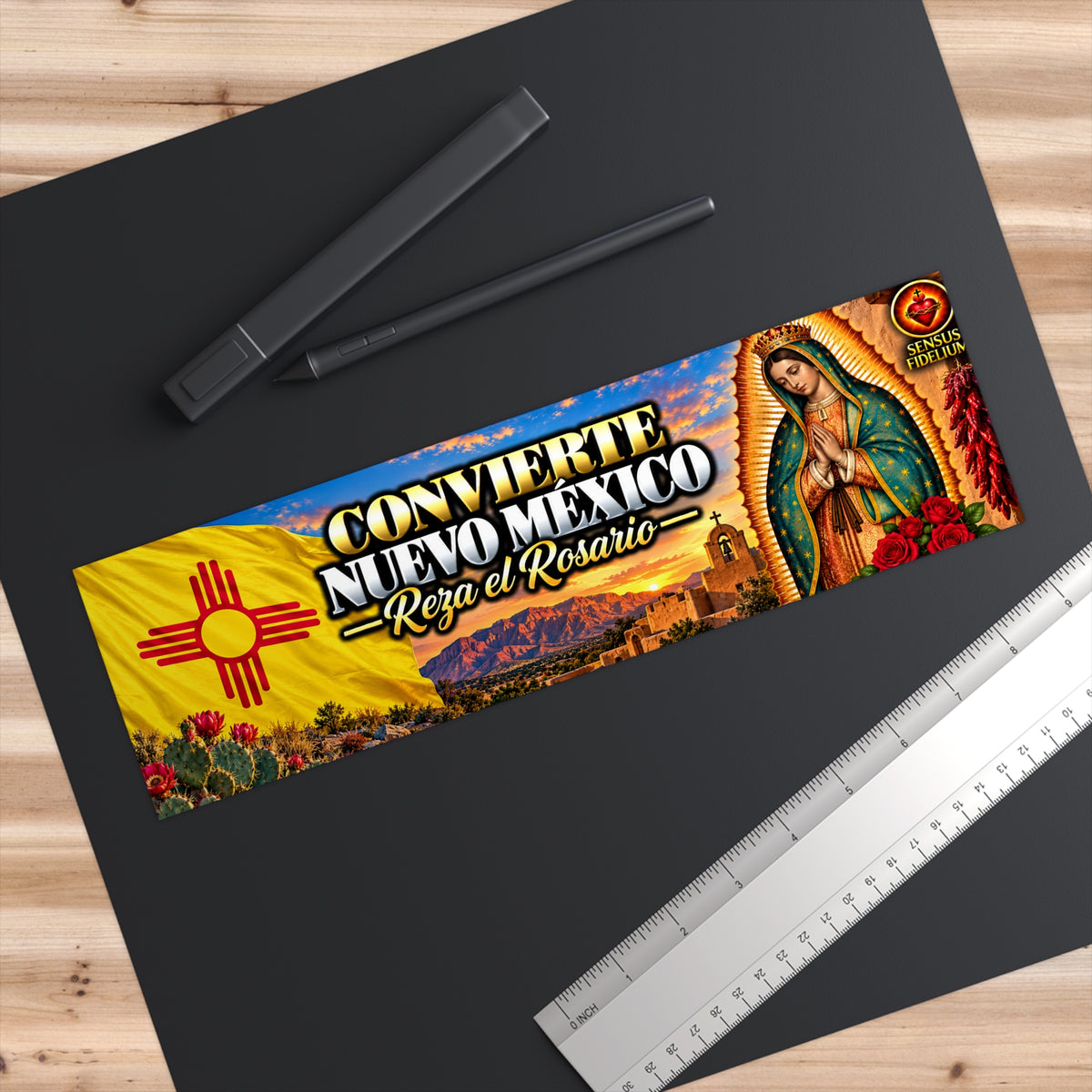 Convierte Nuevo México Bumper Sticker — Reza el Rosario (Our Lady of Guadalupe)