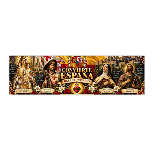 Convierte España Bumper Sticker – Religious Rosary Prayer Design