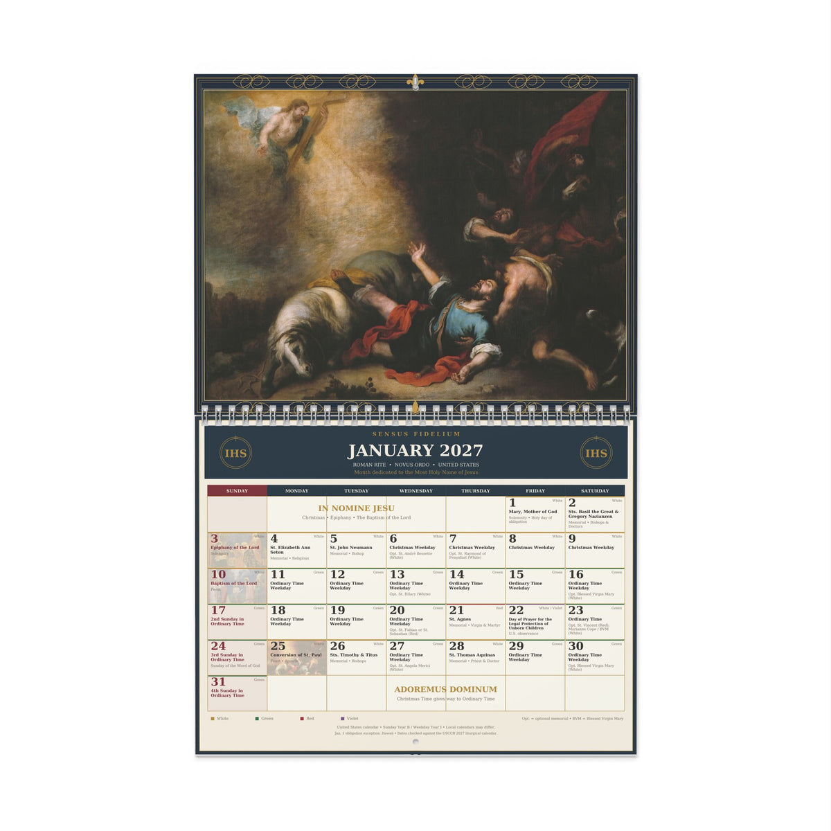 Novus Ordo Calendar 2027 Saint Theme
