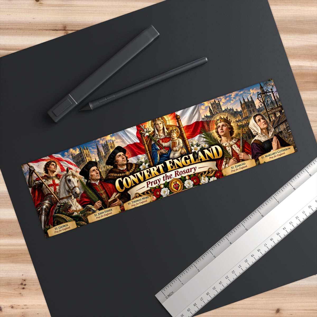 Convert England Bumper Sticker – Pray the Rosary (Catholic Heritage & Saints)